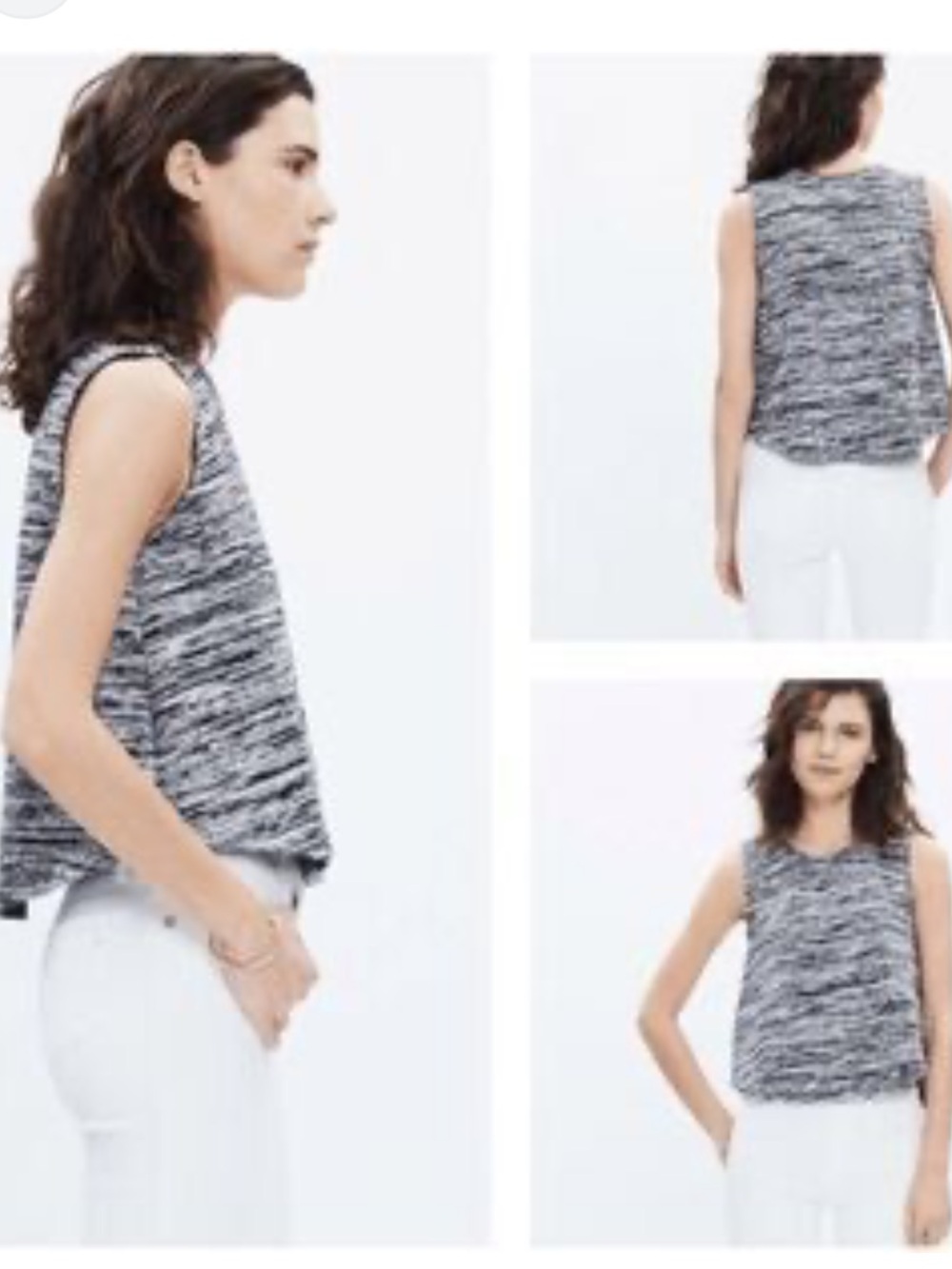 Loft Knit Sleeveless Black & White Space-Dye Tank Top